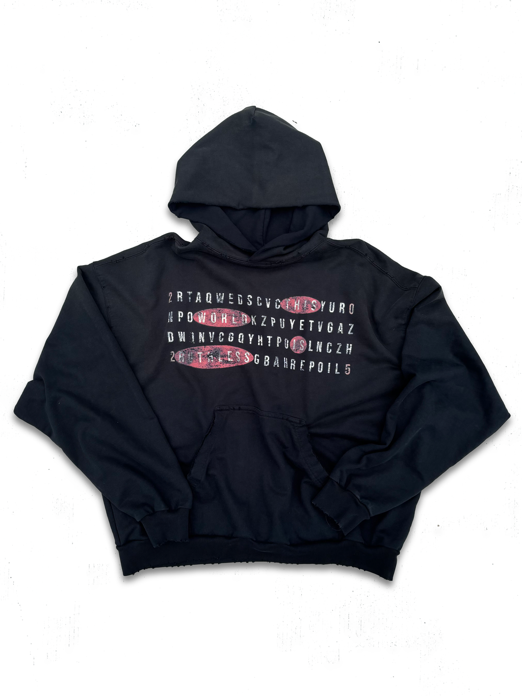 'LOST LETTERS' DISTRESSED HOODIE